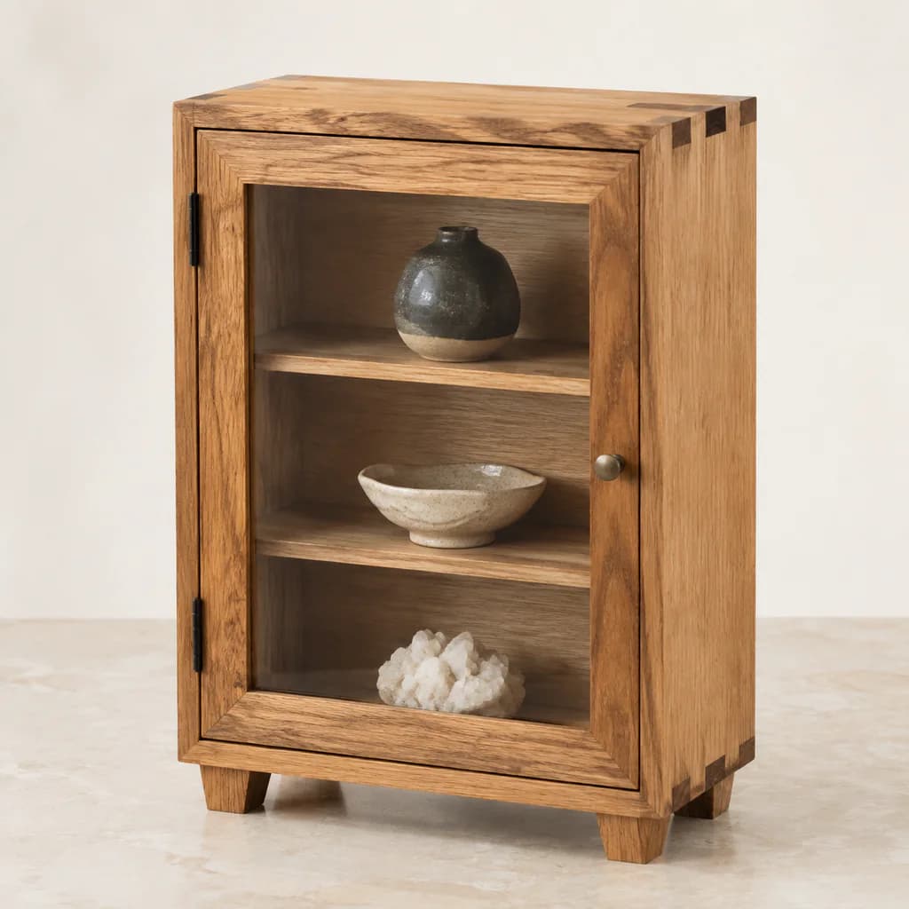 Caja decorativa vitrina de roble