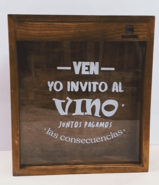 Caja para corchos · Ven, yo invito al vino