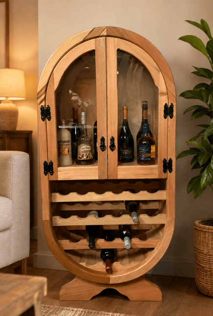 Cava bar ovalada de madera