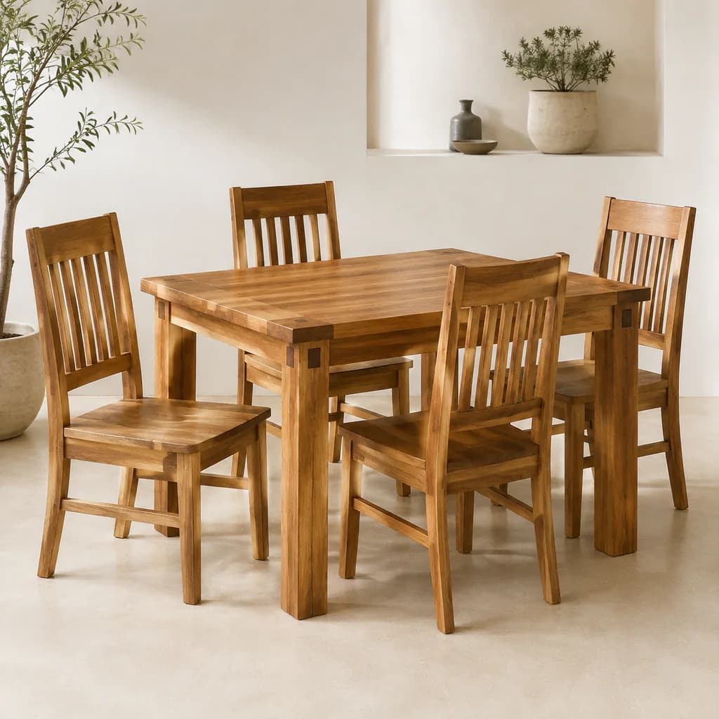 Comedor de roble nativo para cuatro personas