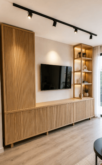 Mueble TV mural listonado